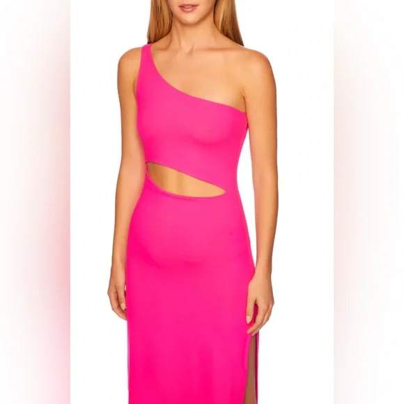 Susana Monaco one arm cut out high slit long dress / Red / Large / NWT - Picture 5 of 16